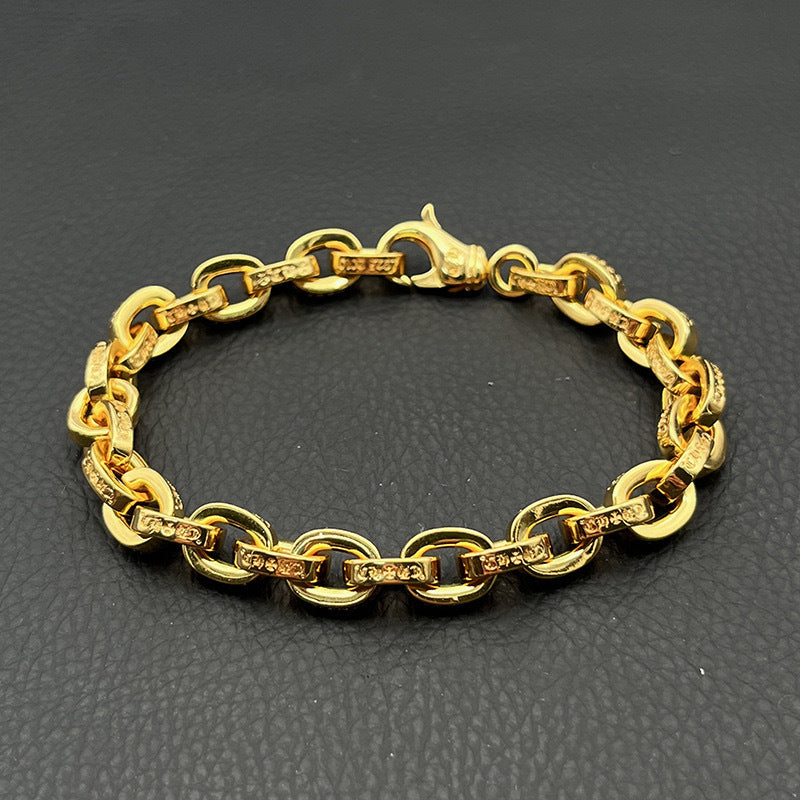 Bold letter gold bracelet