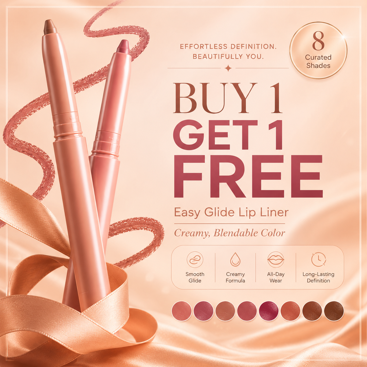Last Day Buy 1 Get 1 Free Easy Glide Lip Liner — Creamy, Blendable Color with Smooth Application, Summervibes
