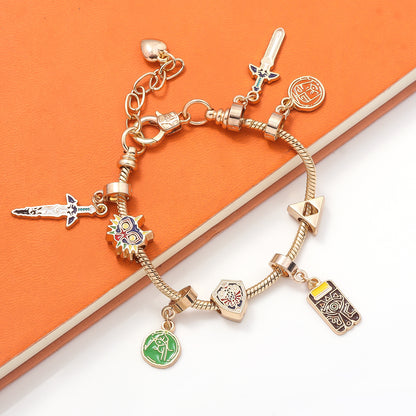 Legend of Zelda Breath of the Wild Bracelet Shika Stone Glasses Link Shield Master Sword Cartoon DIY Bracelet